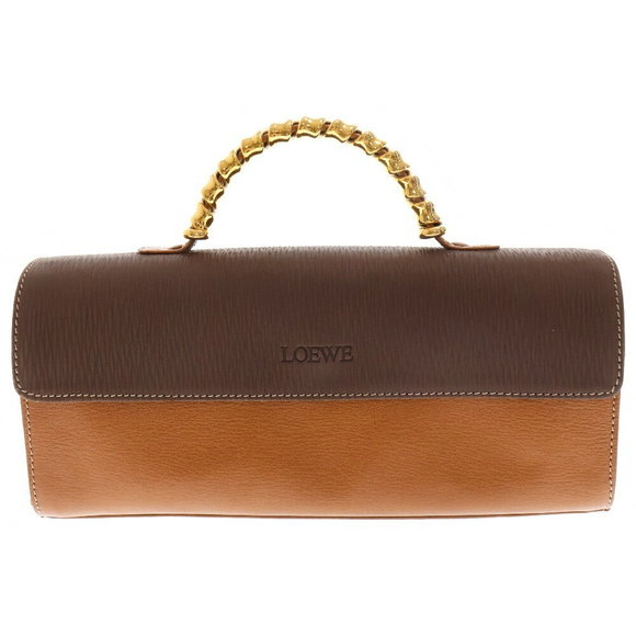 Loewe Handbags - Loewe Velzquez Twist Handle Handbag Bag Beige Leather Brown